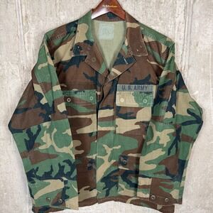 Vintage US Army Woodland Camo BDU Field Jacket Ripstop Large Regular Camouflage